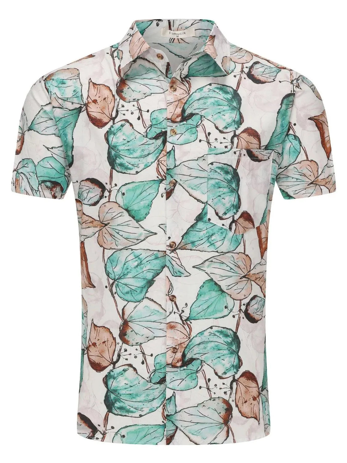 LuckeLadybug LLC Short Sleeve Button Up Shirt for Men with Leaf Print Design