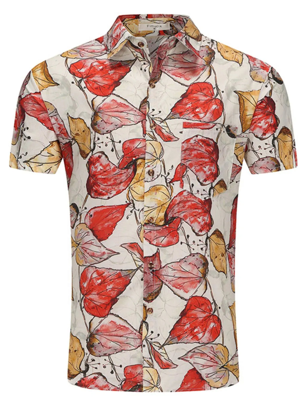 LuckeLadybug LLC Short Sleeve Button Up Shirt for Men with Colorful Leaf Print