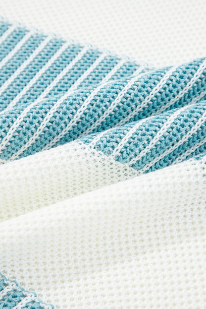 Brown Striped Patchwork Sweater For Trendy Look