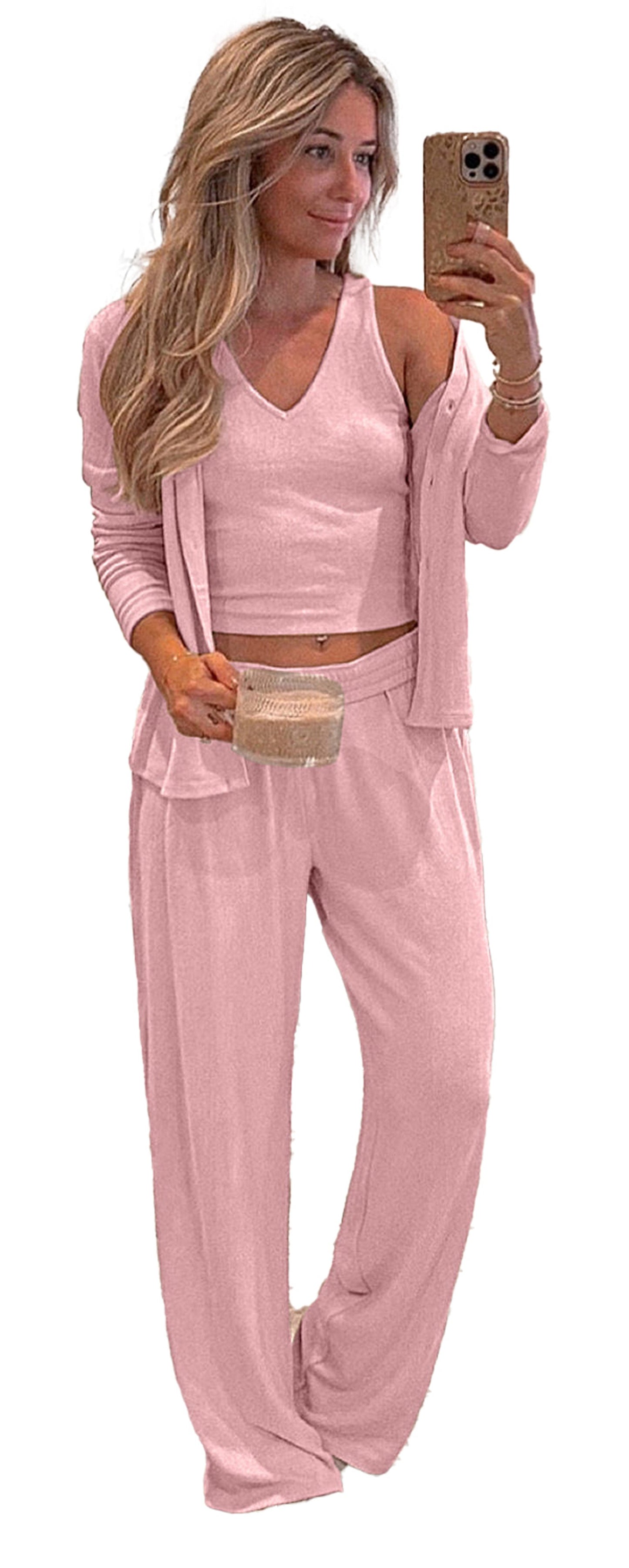 Oatmeal Knit Lounge Set Pajama Set