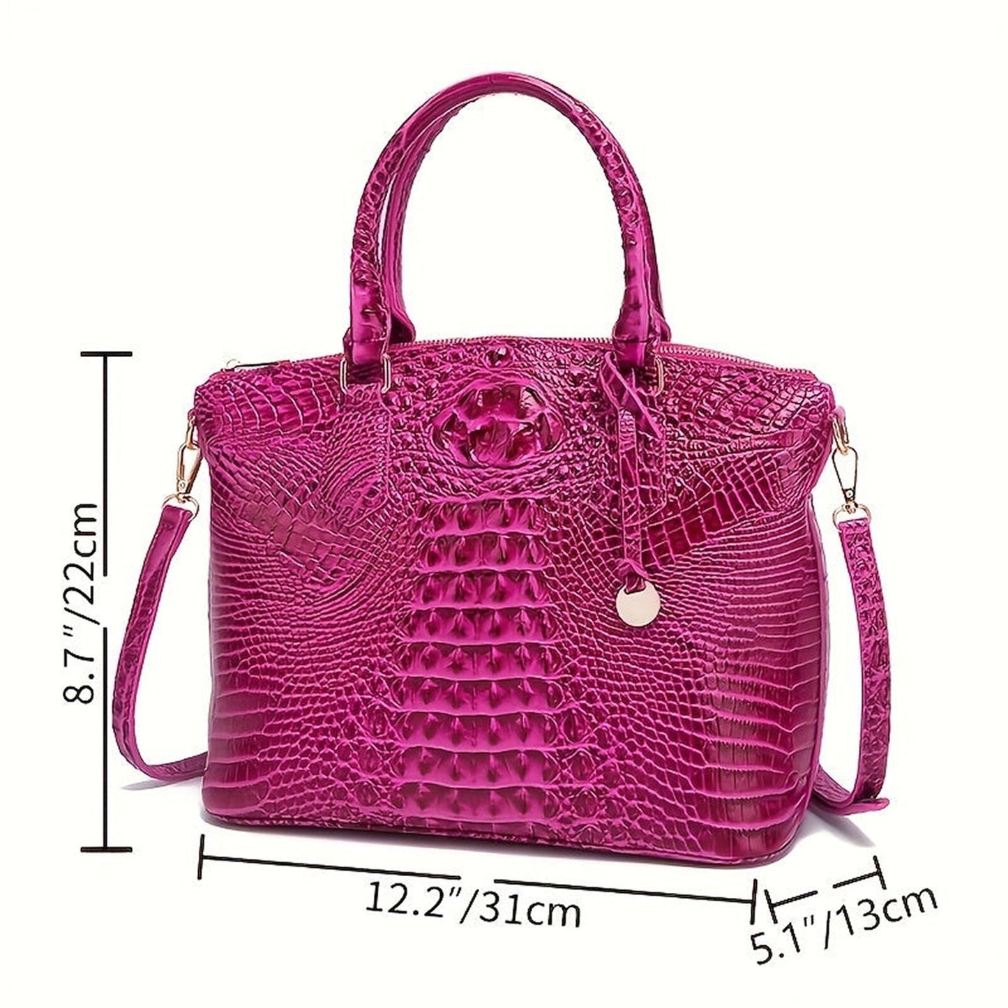 Crocodile Embossed Womens Handbag Chic Satchel