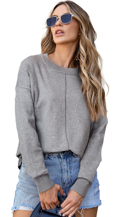 Gray Center Seam Pullover Sweater