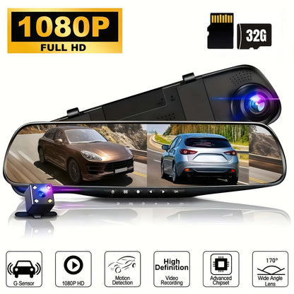 FHD Night Vision Dash Cam With Rear View