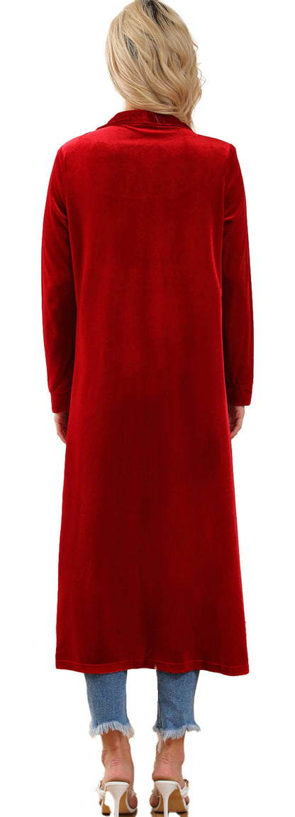 Yellow Velvet Duster Coat For Trendy Looks