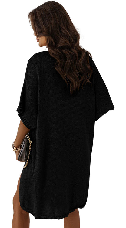 Black Dolman Sleeve Cardigan For Trendy Style