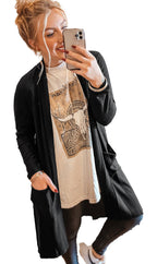 Black Open Front Cardigan Women