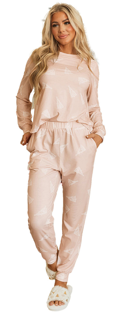 Apricot Christmas Tree Pajama Set