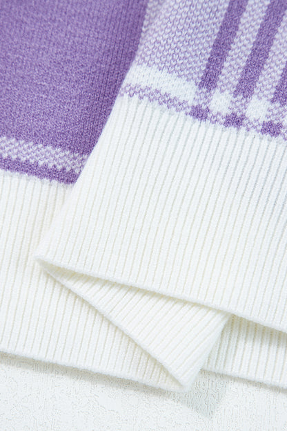 Lilac Plaid Sweater For Trendy Fashion