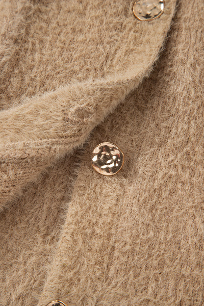 Dear-Lover Smoke Gray Fuzzy Cardigan For Cozy Style