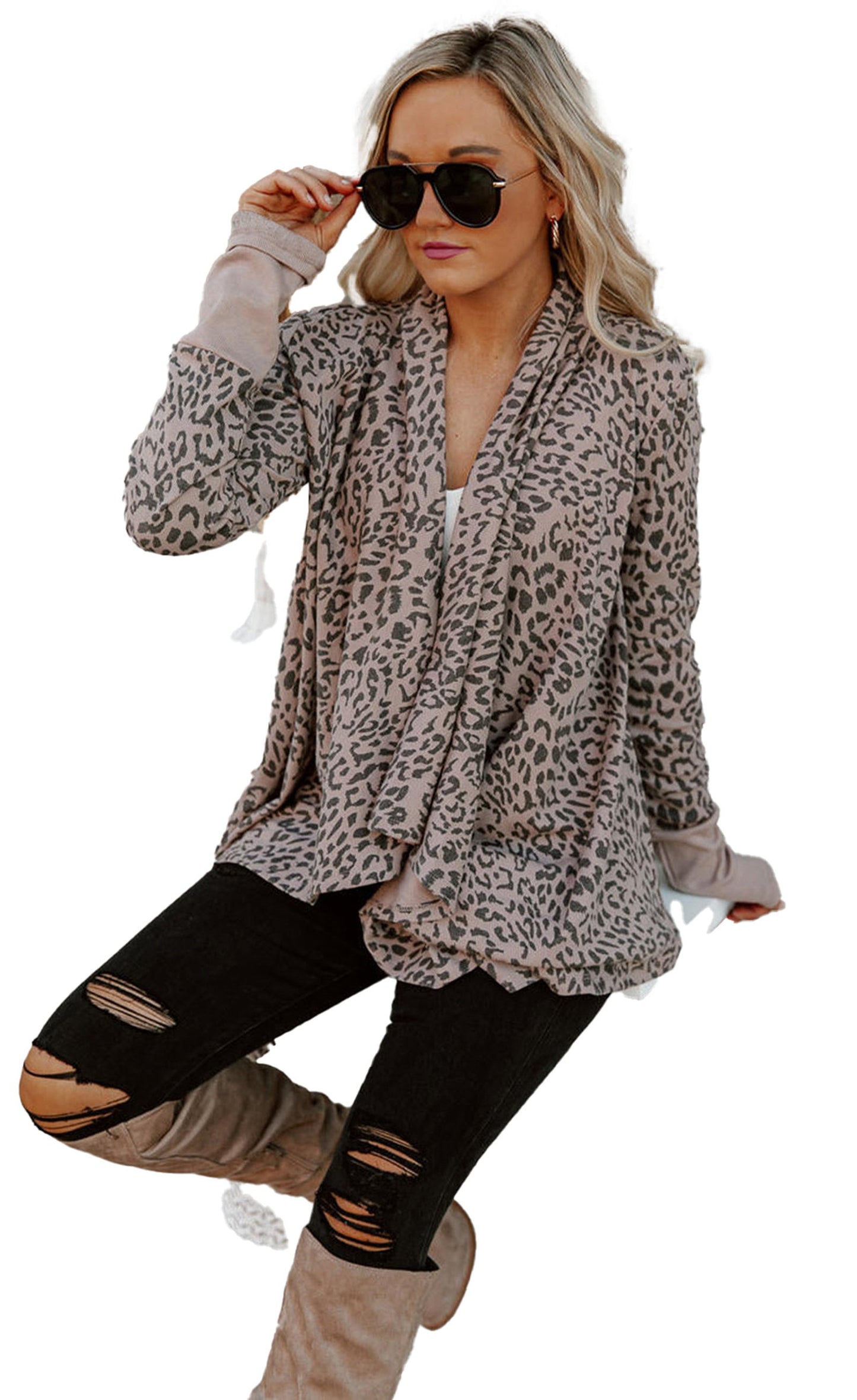 Leopard Open Front Cardigan For Trendy Style