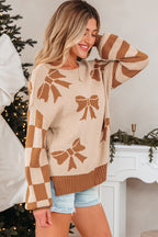 Yellow Ribbon Bow Print Sweater