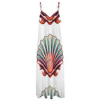 Impresionante vestido de conchas marinas hasta los tobillos: elegante estilo costero