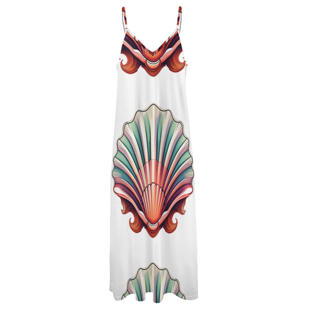 Stunning Sea Shell Sling Ankle-Length Dress – Elegant Coastal Style