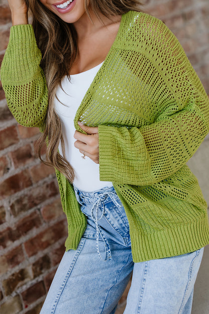 Green Oversized Crochet Cardigan