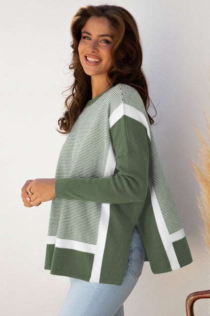 Green Stripe Oversized Sweater