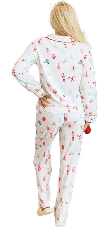 White Christmas Pajama Set For Cozy Nights