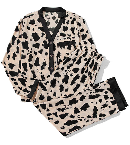 Khaki Cheetah Print Sleepwear Set