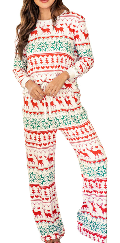 White Christmas Lounge Set Pajama Set
