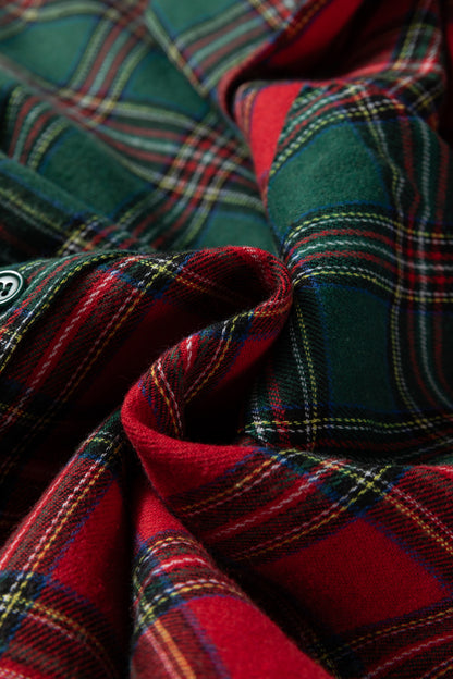 Red Plaid Christmas Pajamas Set For Women