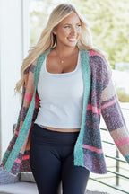 Multicolor Striped Open Front Cardigan