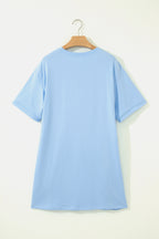 Beau Blue Patriotic Big Bow Stitched T Shift Mini Dress