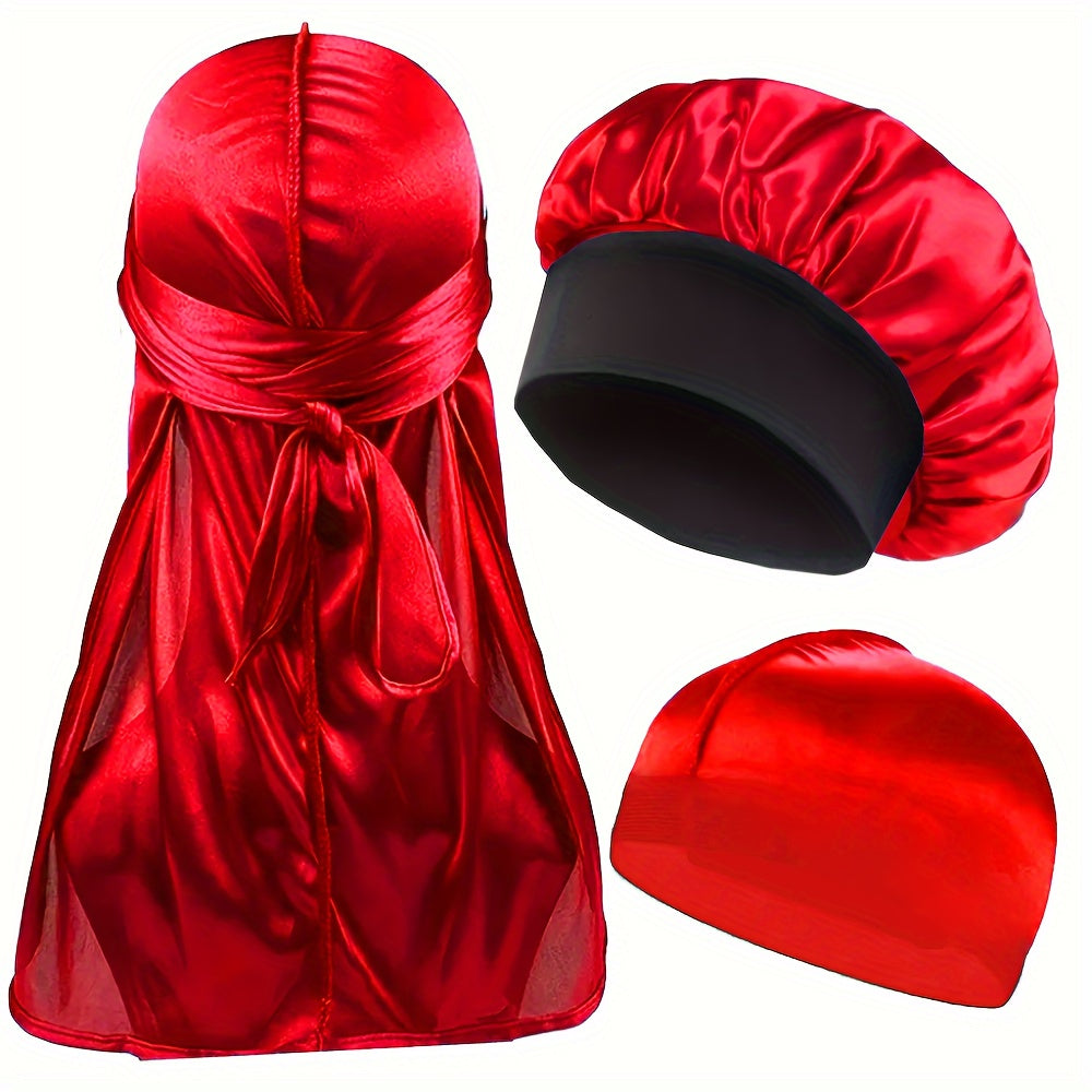 Satin Durag And Bonnet Set Red Edition
