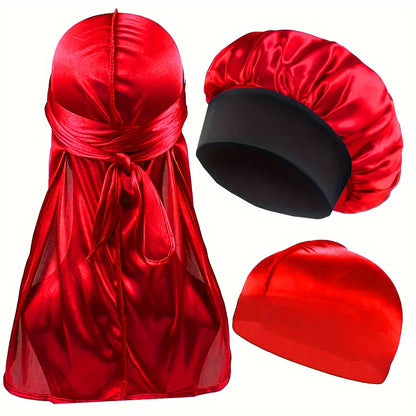 Satin Durag And Bonnet Set Red Edition