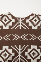 Brown Southwestern Aztec Button Square Neck Sweater Vest