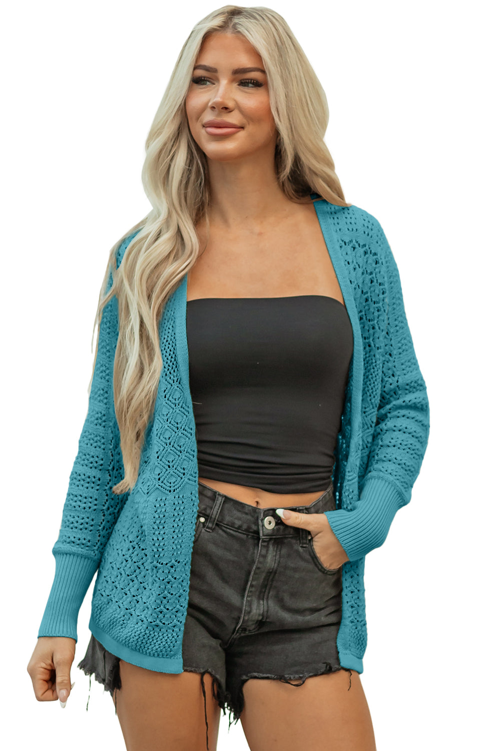 Open Front Knit Cardigan For Women