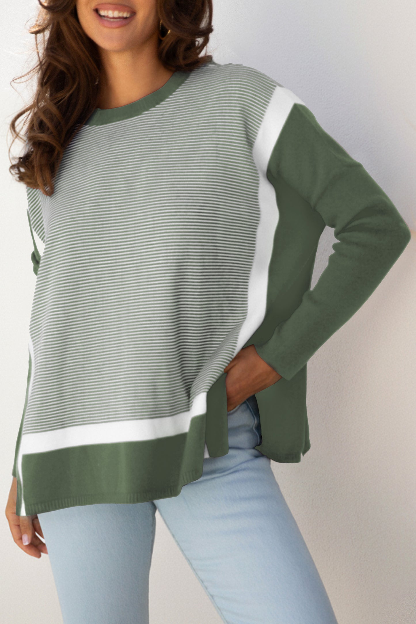 Green Stripe Oversized Sweater