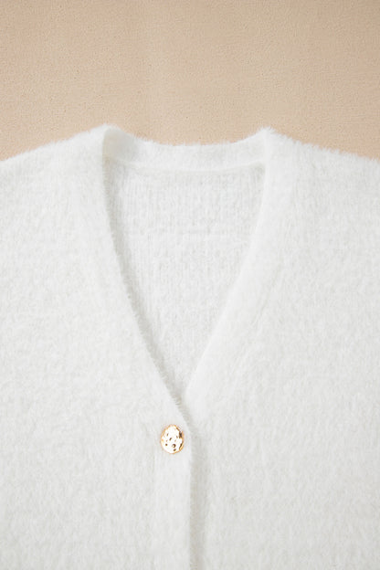 Dear-Lover Smoke Gray Fuzzy Cardigan For Cozy Style