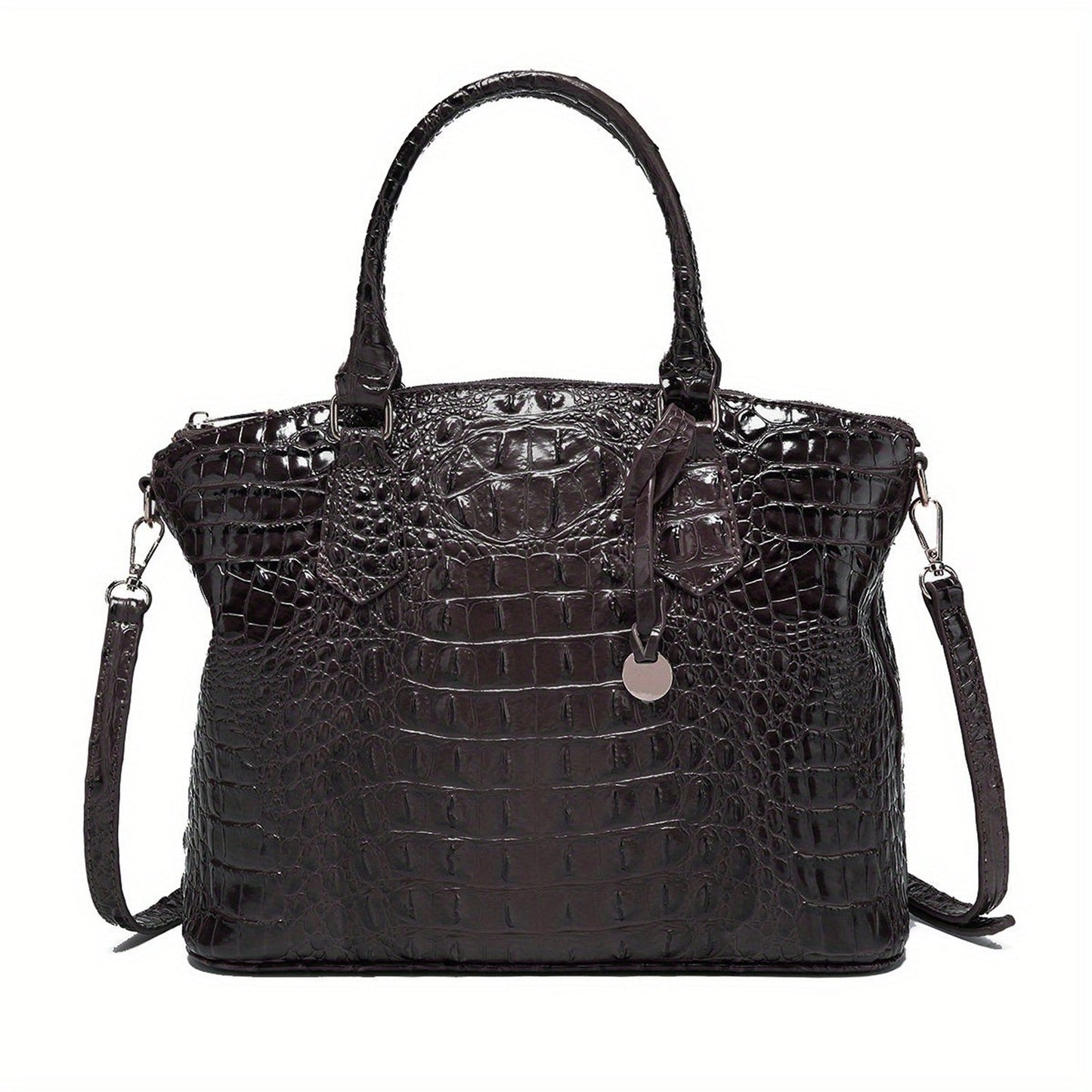 Crocodile Embossed Womens Handbag Chic Satchel