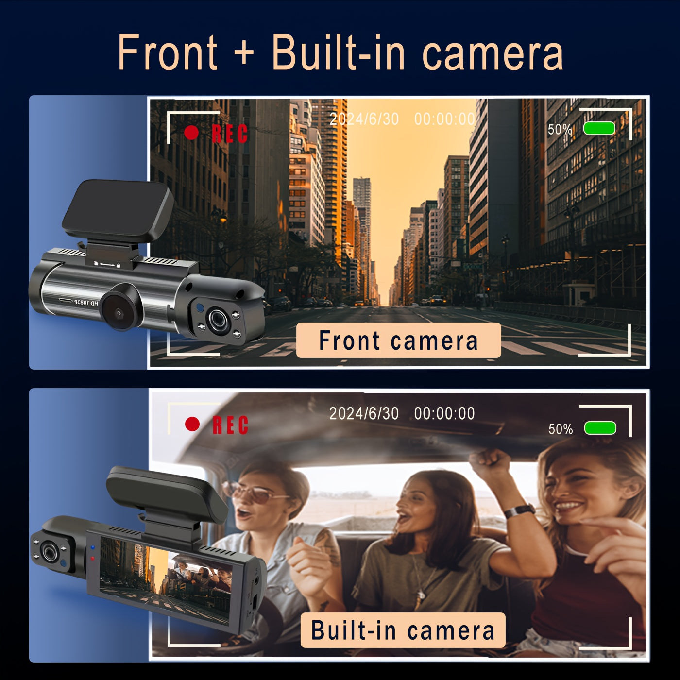 Dual Dash Cam For Cars With Night Vision