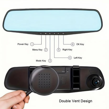 FHD Night Vision Dash Cam With Rear View