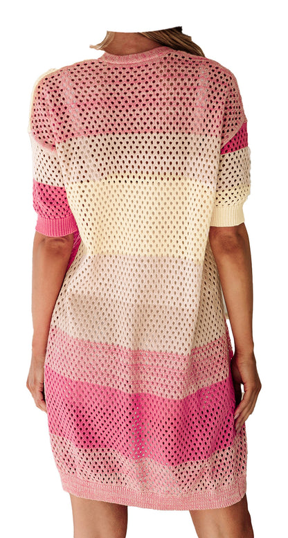 Pink Ombre Knitted Cardigan For Fashionable Style