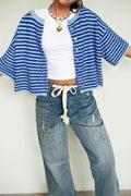 Cable Knit Cardigan Men in Striped Design