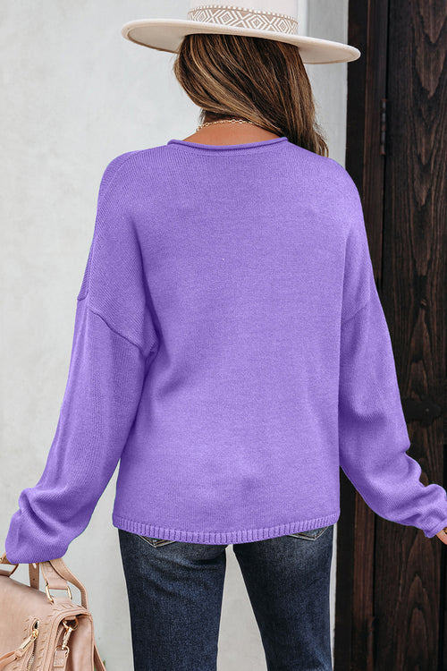 Cable Knit Cardigan Men in Purple