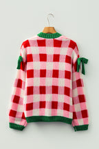Cable Knit Sweater with Checker Print