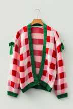 Cable Knit Sweater with Checker Print