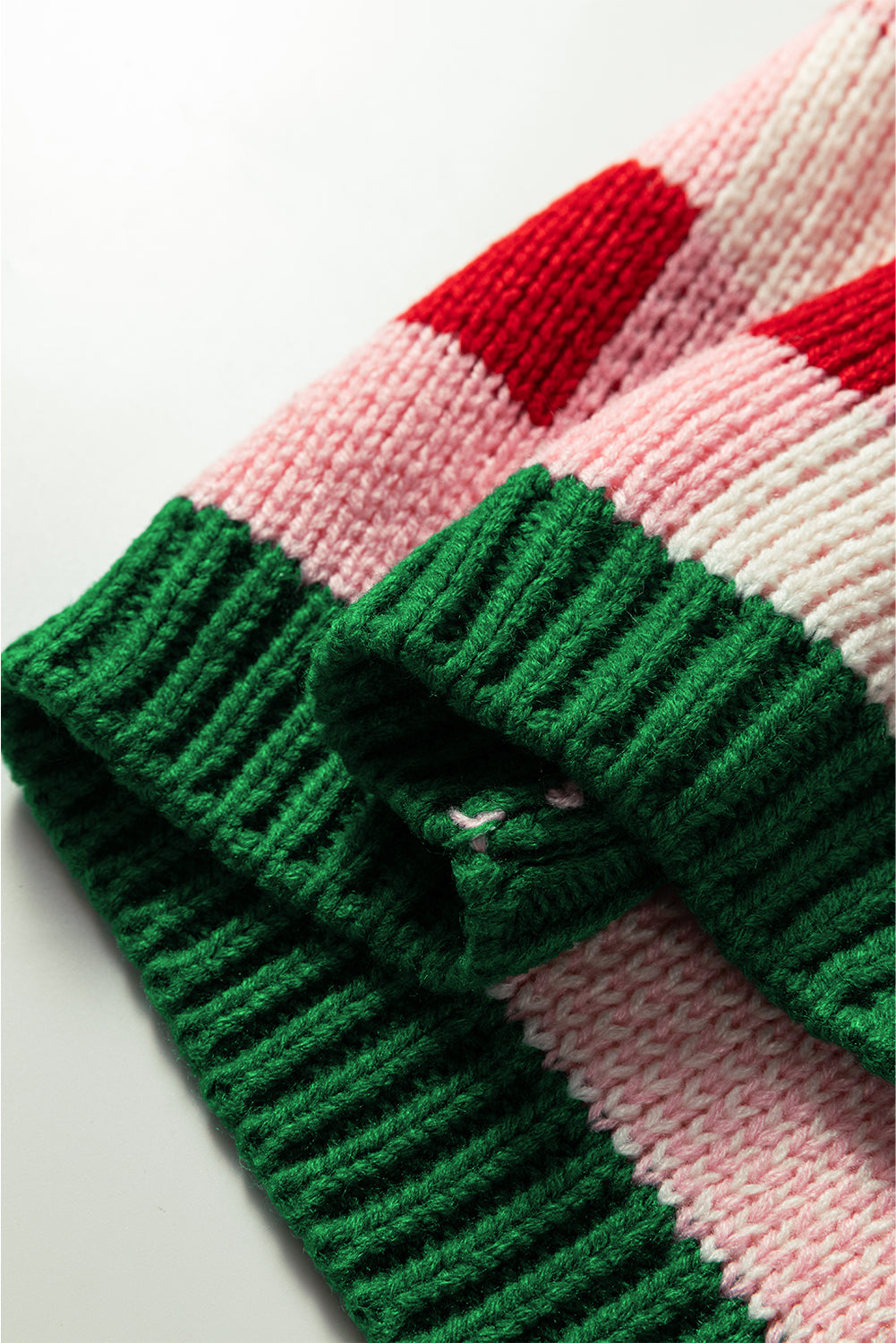 Cable Knit Sweater with Checker Print