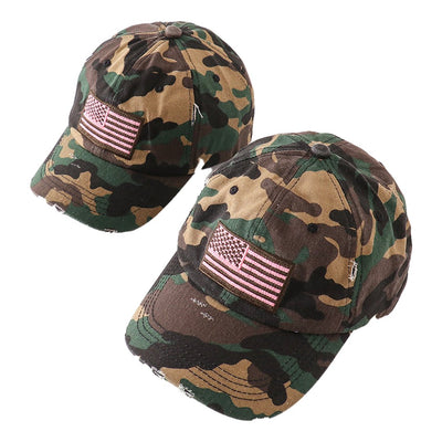 Adorable Camouflage Flag Vintage Baseball Cap - Mom & Me Matching Set - LuckeLadybug LLC