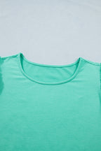Mint Green Eyelet Lace Ruffled Cap Sleeve Top