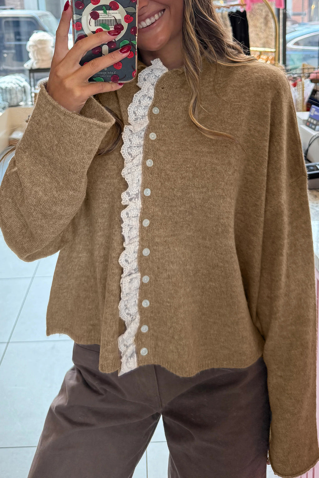 Cardigan Cardigan with Lace Detailing
