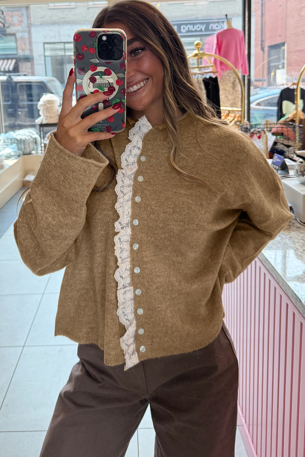 Cardigan Cardigan with Lace Detailing
