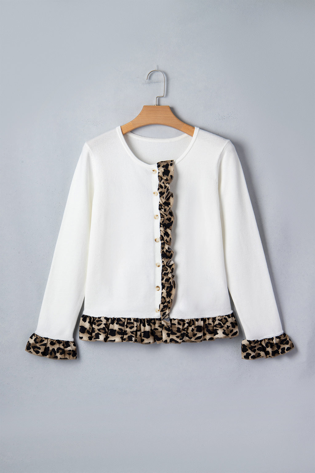 Cropped Cardigan with Ruffle Detail