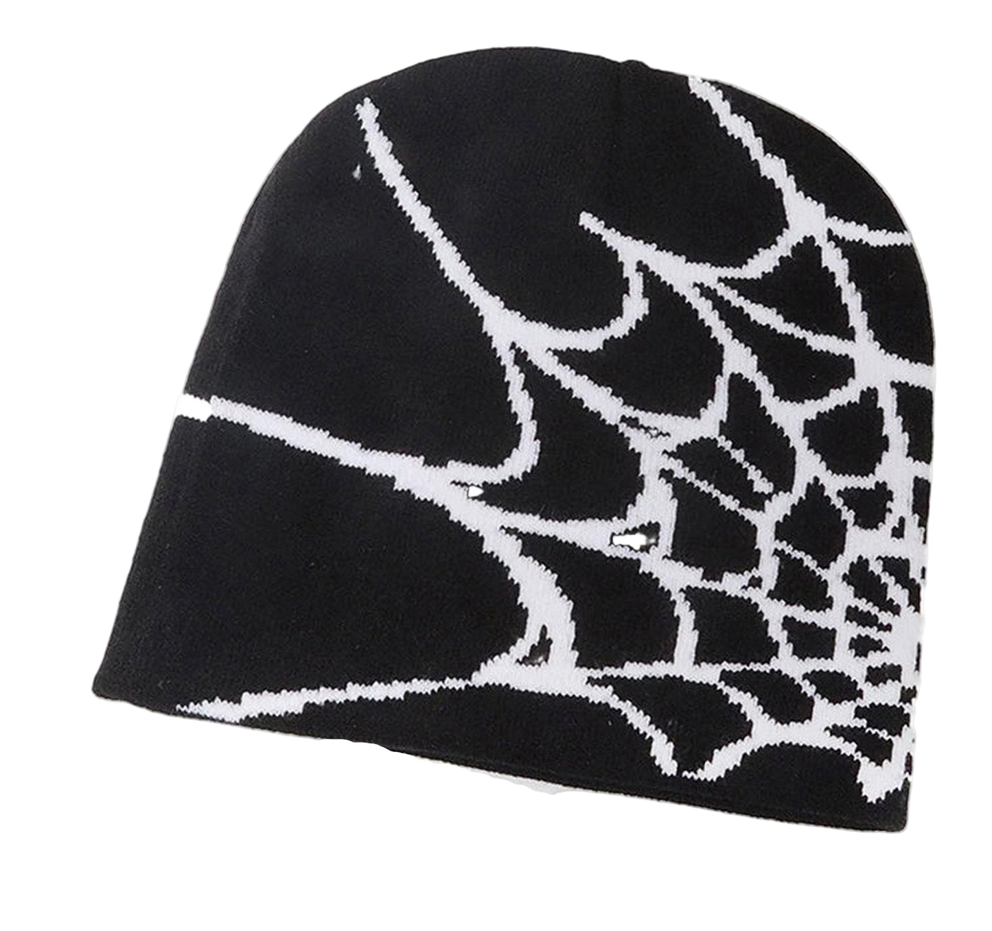 Black beanie featuring a cartoon spider embroidered design, perfect for casual wear