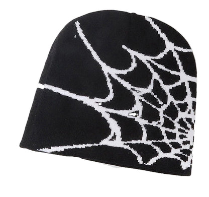 Black beanie featuring a cartoon spider embroidered design, perfect for casual wear