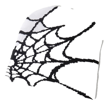 Cartoon spider embroidered beanie featuring a stylish spider web design for a trendy look