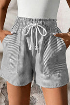 LuckeLAdybug LLC Casual shorts for mens with elastic waistband and striped design