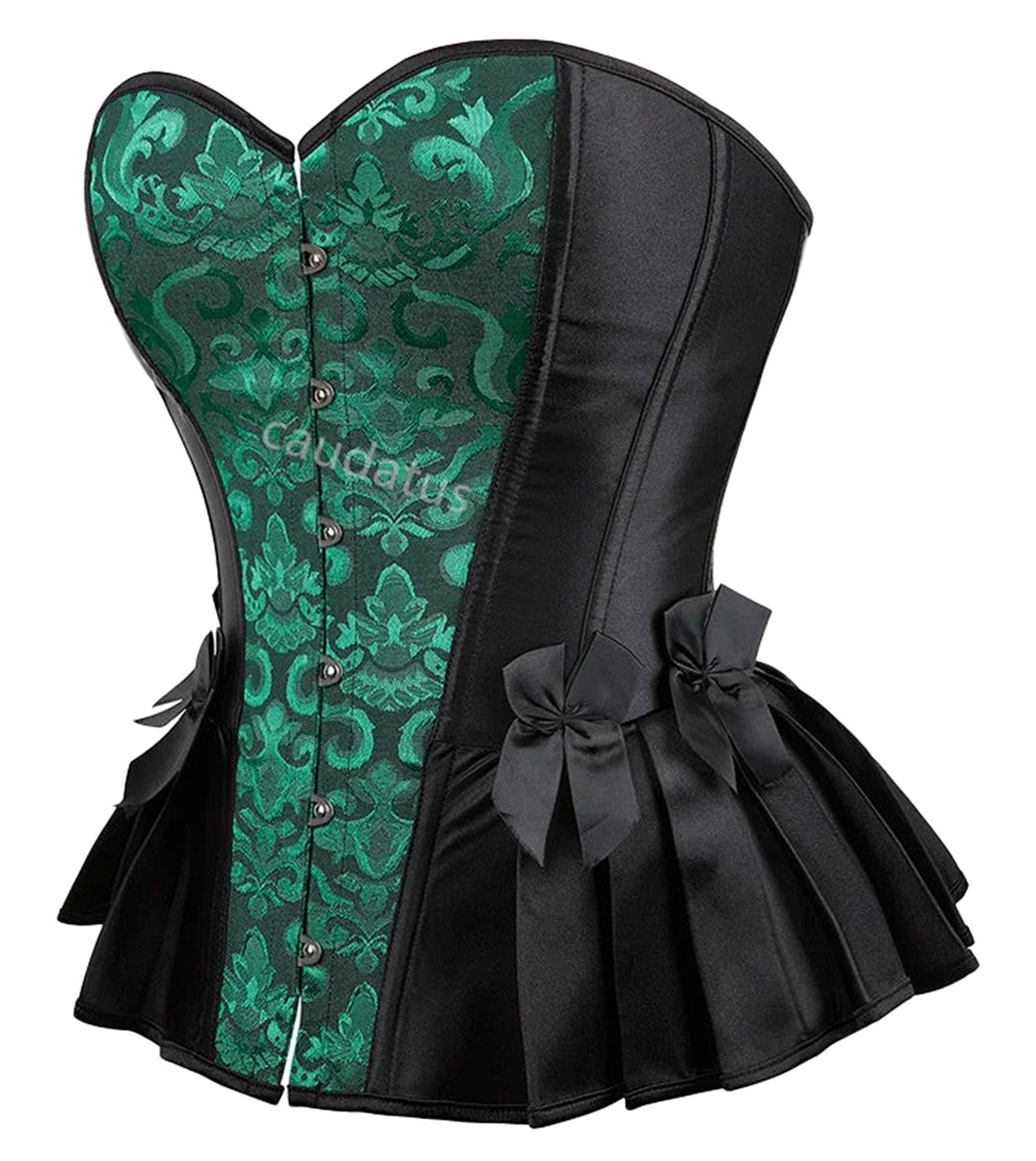 Elegant blue steampunk corset top with intricate patterns and flared design for a unique style